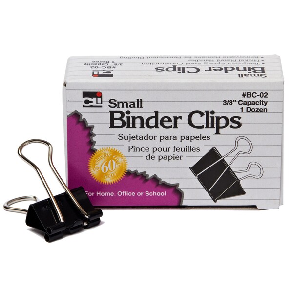 Binder Clips, Small, 0.38 Capacity, 12 Per Box, PK48